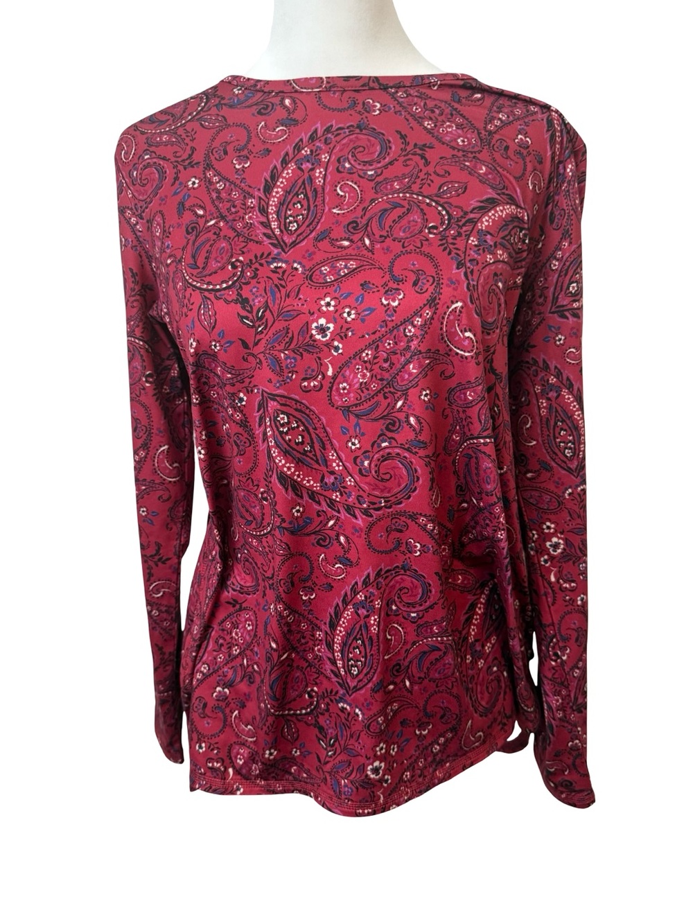 J. Jill  Paisley Long Sleeve Fit Performance Tee Stretch Athleisure Women S Red